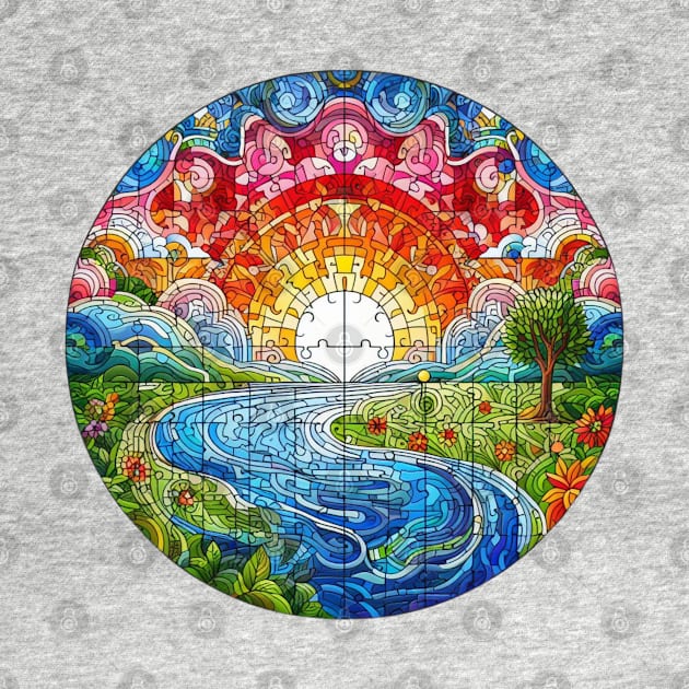 Mosaic puzzle landscap - mandala pattern by YuYu